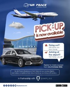 Air Peace Enhances Premium Travel Experience with Complimentary Pick-Up and Drop-Off Service